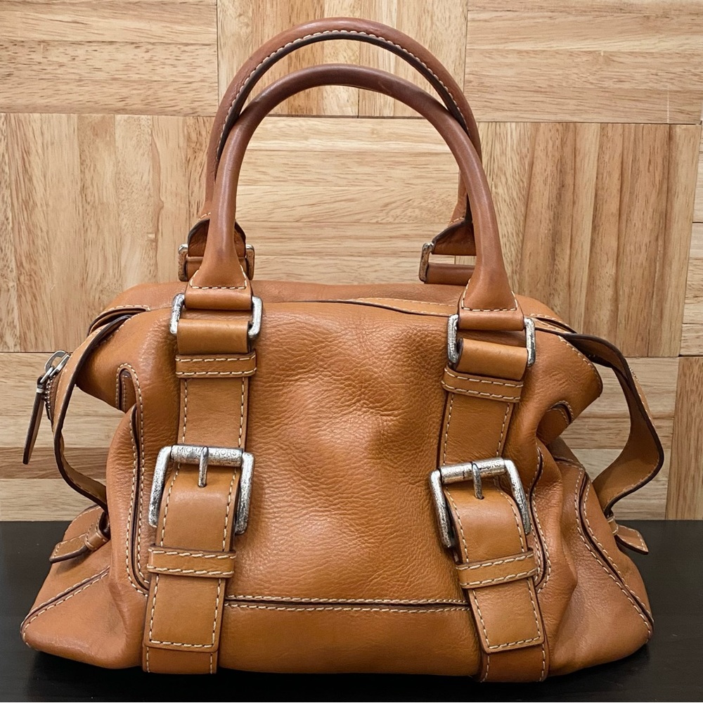 MICHAEL Michael Kors Brookville Update Cognac Brown Leather Medium Bowling Bag